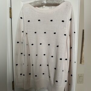 LOFT Ivory Sweater with black Dots
